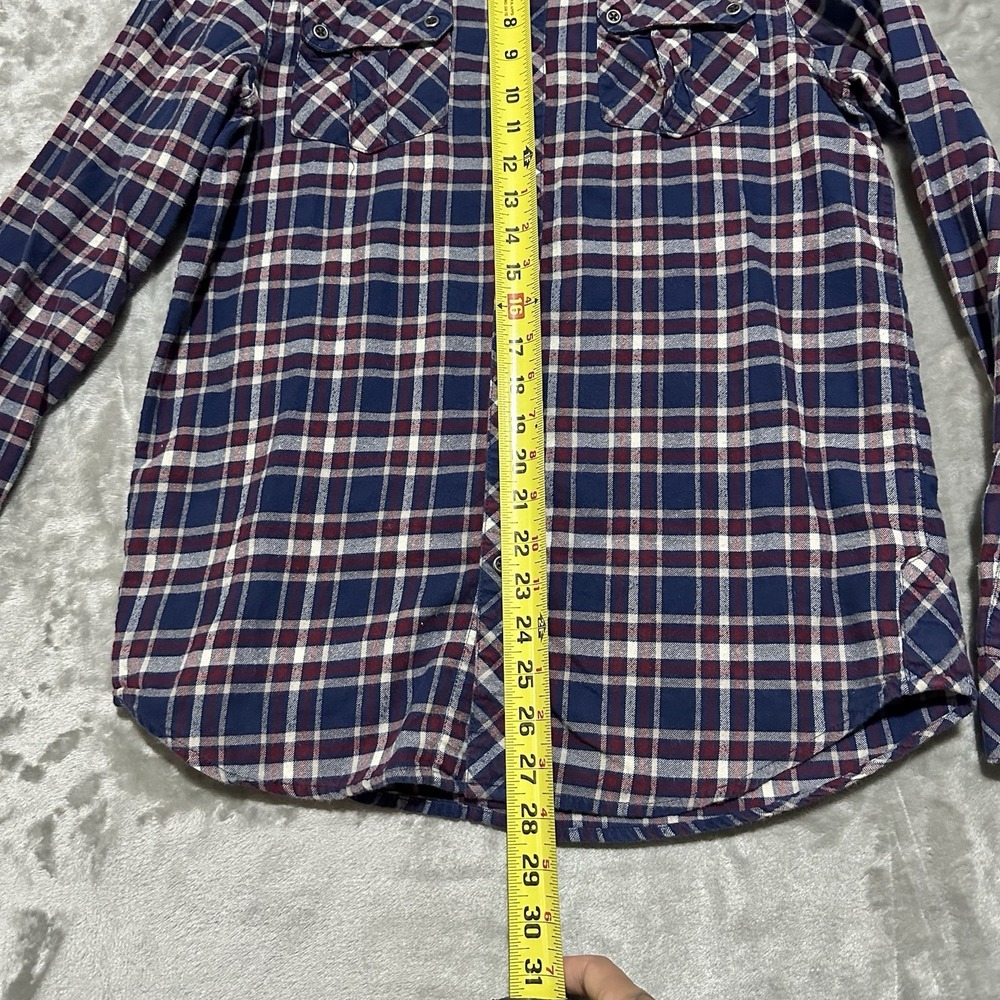 Triumph Motorcycles Womens Flannel Shirt Sz S Blue Plaid Button Up Biker Cotton - Picture 6 of 9